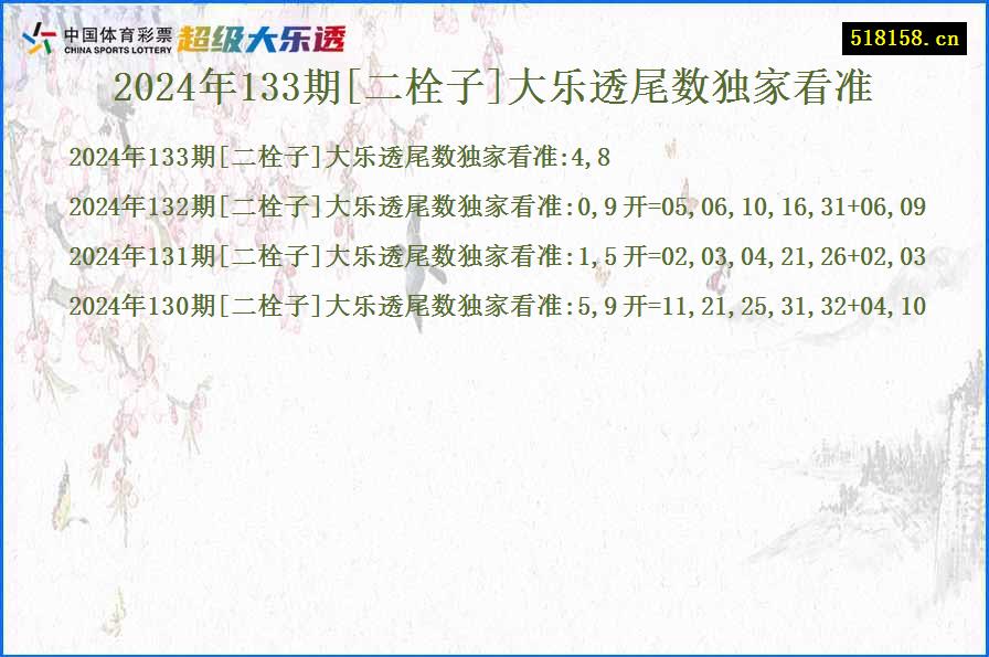 2024年133期[二栓子]大乐透尾数独家看准