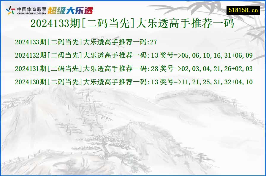 2024133期[二码当先]大乐透高手推荐一码