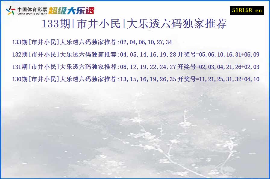 133期[市井小民]大乐透六码独家推荐