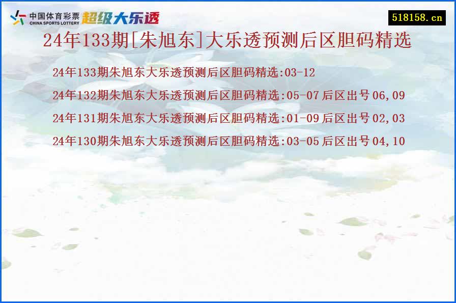 24年133期[朱旭东]大乐透预测后区胆码精选