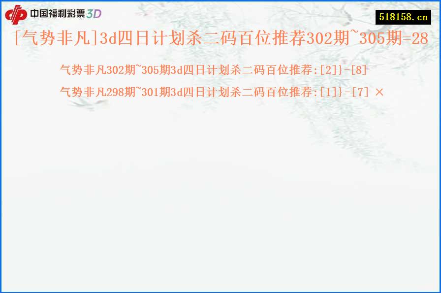 [气势非凡]3d四日计划杀二码百位推荐302期~305期=28