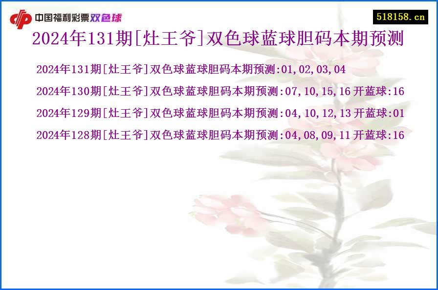 2024年131期[灶王爷]双色球蓝球胆码本期预测