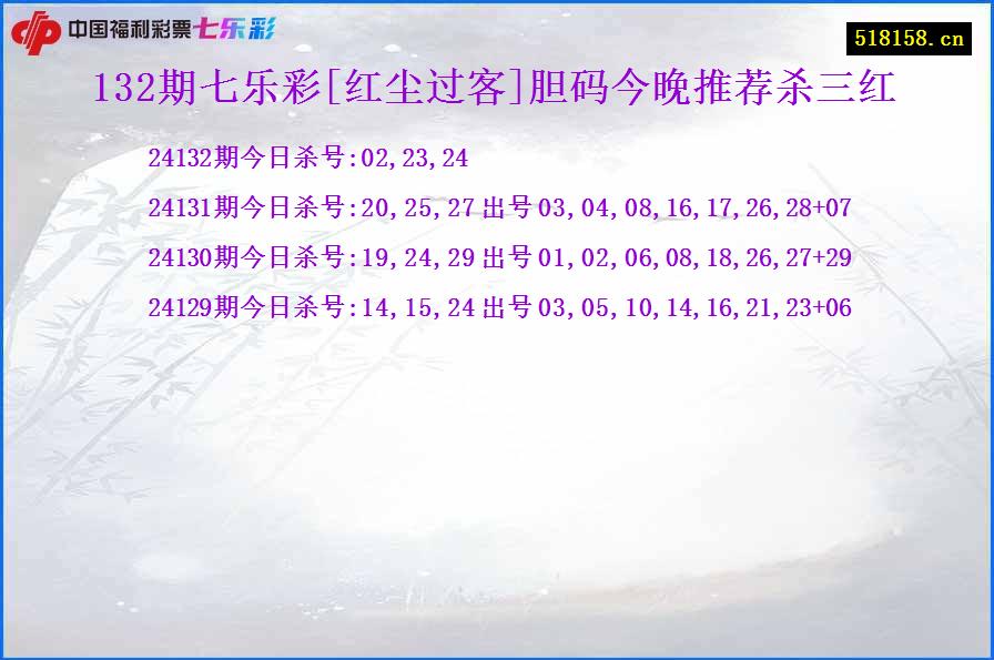 132期七乐彩[红尘过客]胆码今晚推荐杀三红