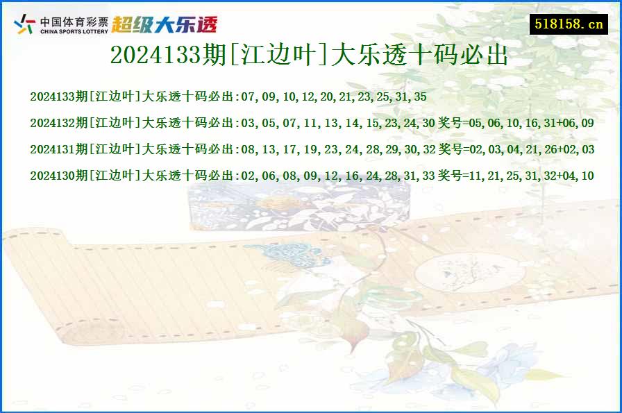 2024133期[江边叶]大乐透十码必出