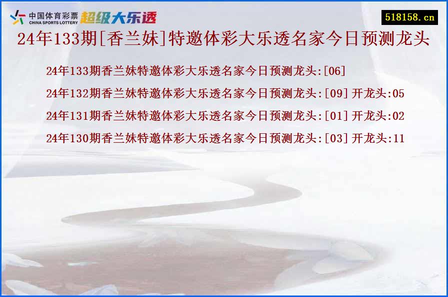 24年133期[香兰妹]特邀体彩大乐透名家今日预测龙头