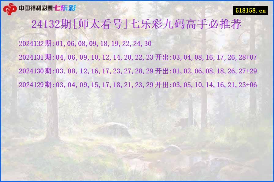24132期[师太看号]七乐彩九码高手必推荐