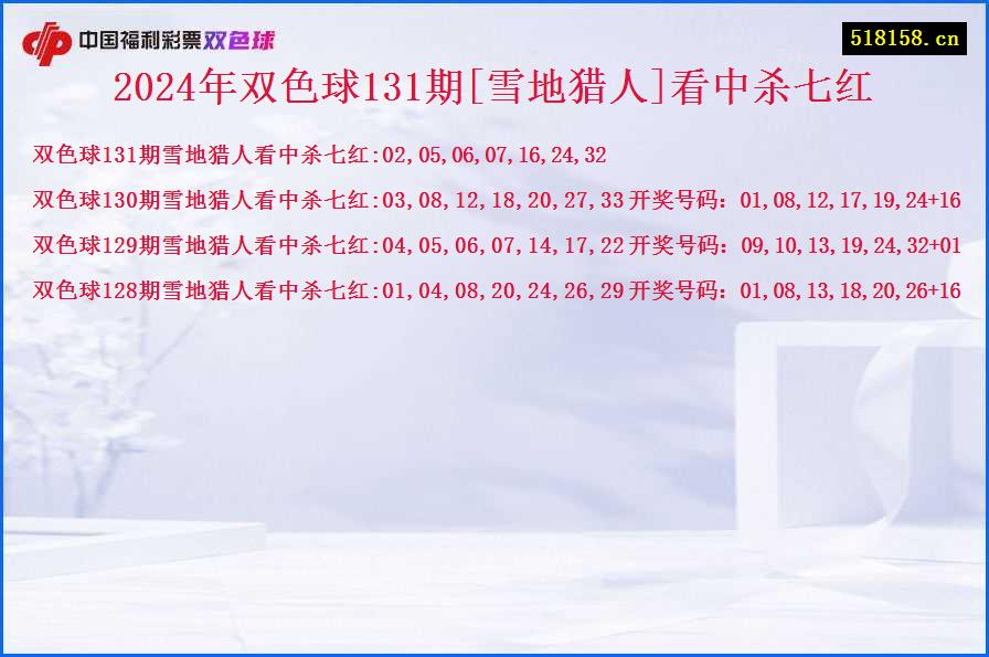 2024年双色球131期[雪地猎人]看中杀七红