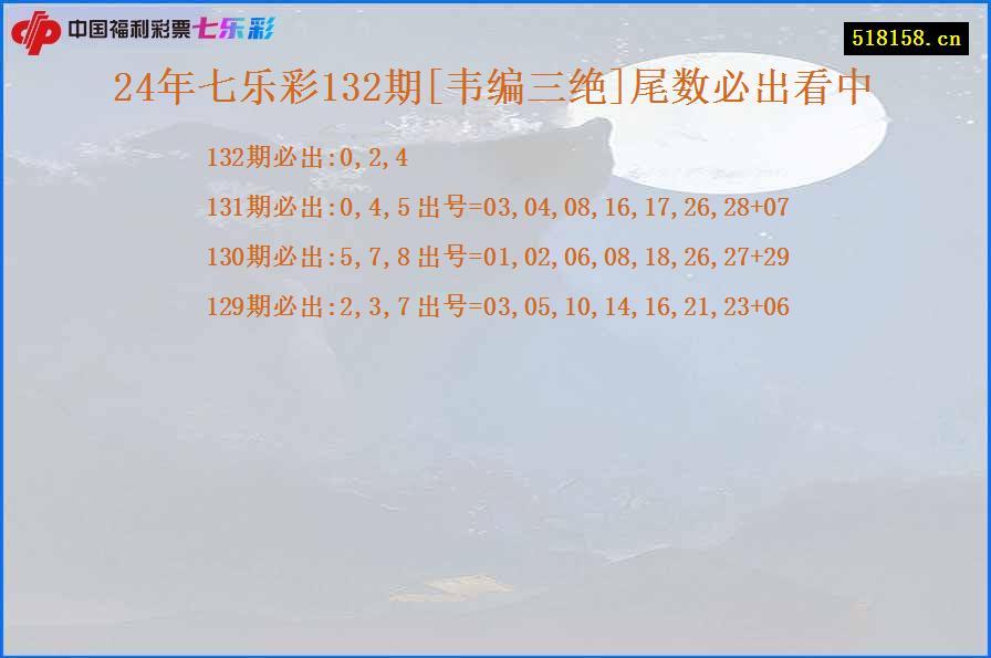 24年七乐彩132期[韦编三绝]尾数必出看中