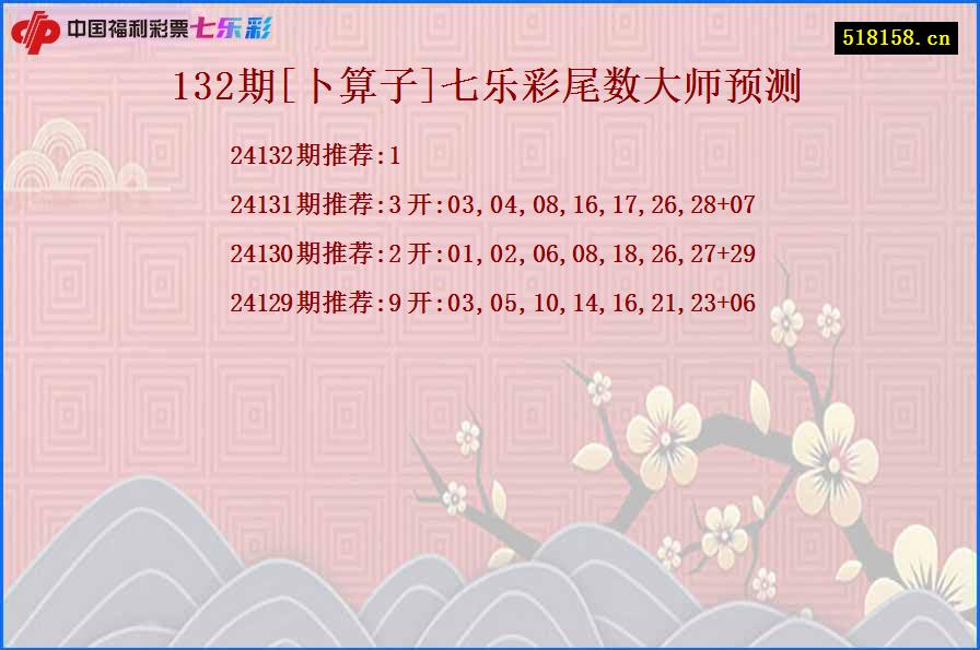 132期[卜算子]七乐彩尾数大师预测