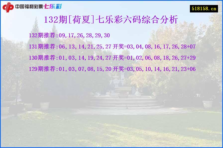 132期[荷夏]七乐彩六码综合分析