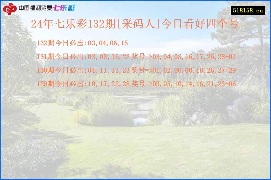 24年七乐彩132期[采码人]今日看好四个号