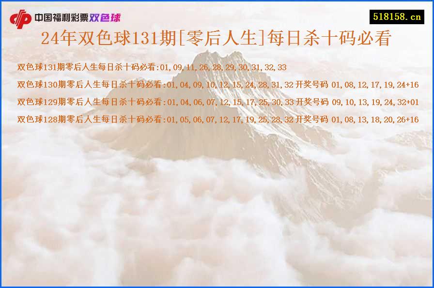 24年双色球131期[零后人生]每日杀十码必看