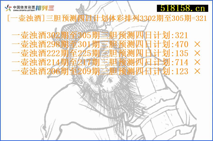 [一壶浊酒]三胆预测四日计划体彩排列3302期至305期=321