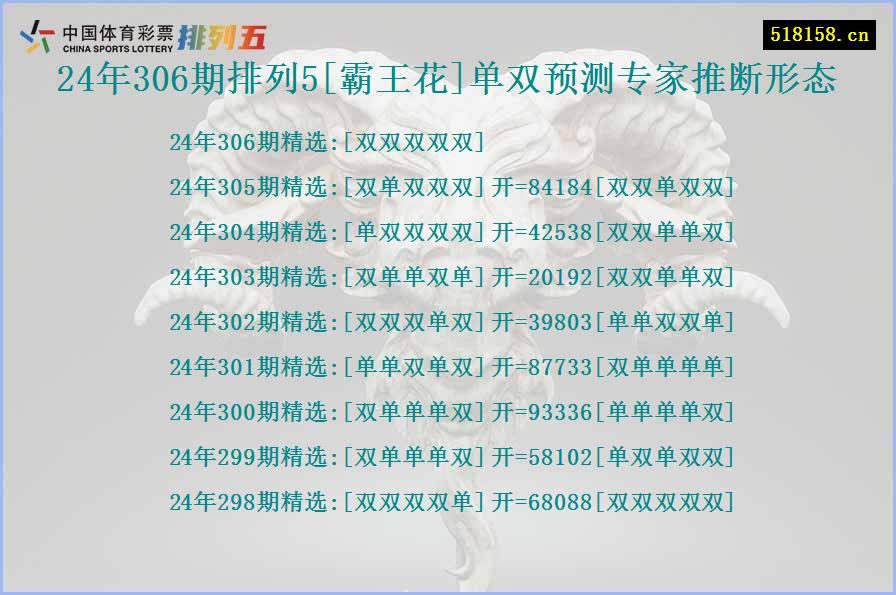 24年306期排列5[霸王花]单双预测专家推断形态