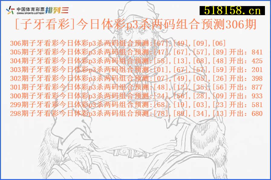 [子牙看彩]今日体彩p3杀两码组合预测306期