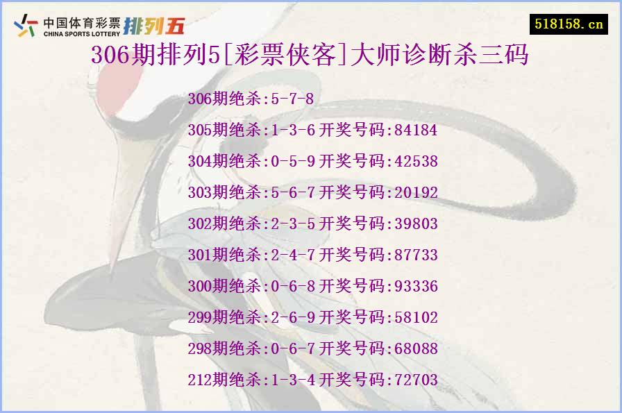 306期排列5[彩票侠客]大师诊断杀三码