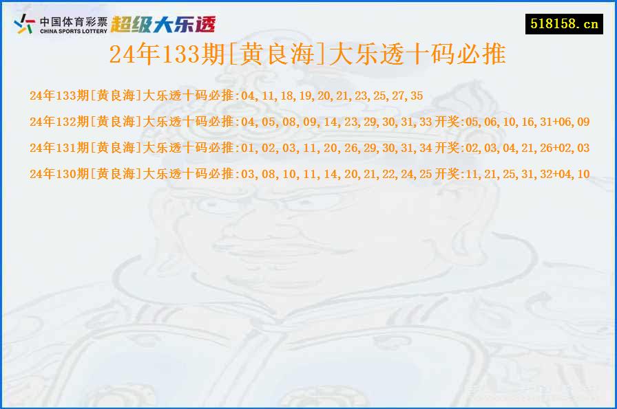 24年133期[黄良海]大乐透十码必推