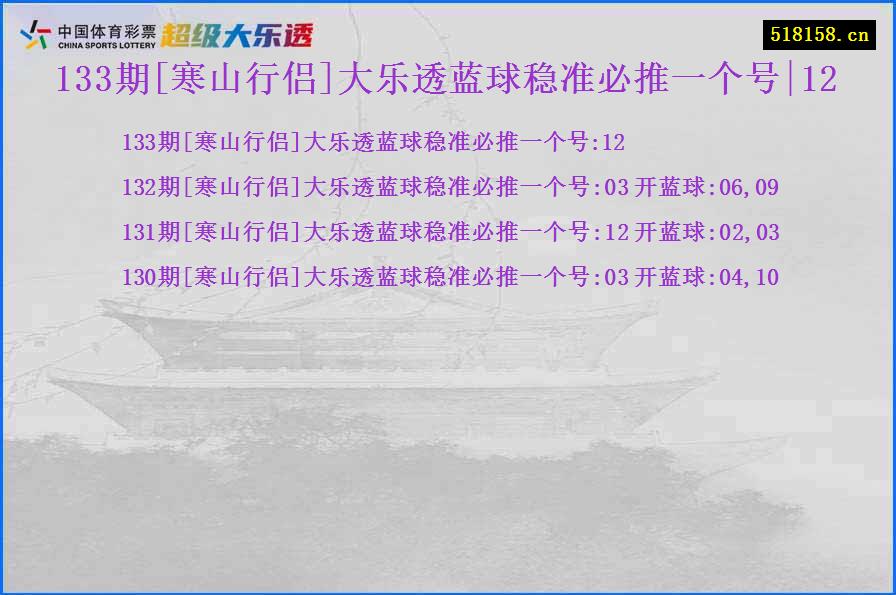 133期[寒山行侣]大乐透蓝球稳准必推一个号|12