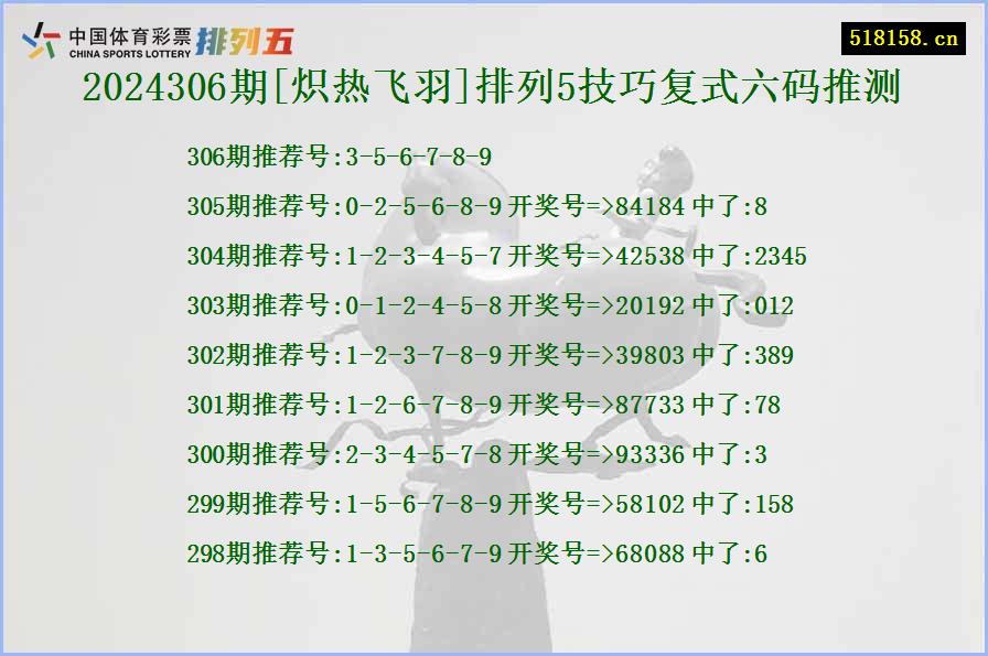 2024306期[炽热飞羽]排列5技巧复式六码推测