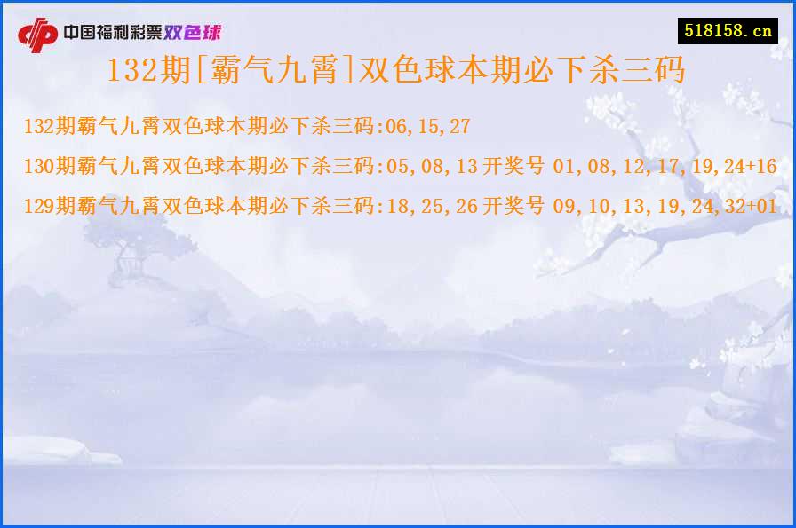 132期[霸气九霄]双色球本期必下杀三码