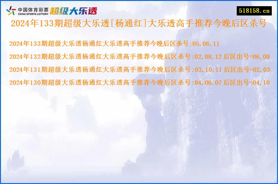 2024年133期超级大乐透[杨通红]大乐透高手推荐今晚后区杀号