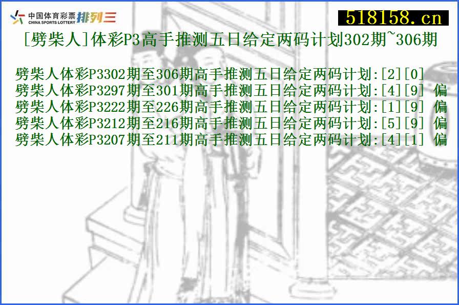 [劈柴人]体彩P3高手推测五日给定两码计划302期~306期