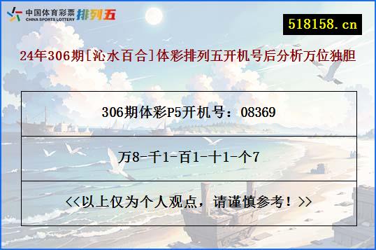 24年306期[沁水百合]体彩排列五开机号后分析万位独胆