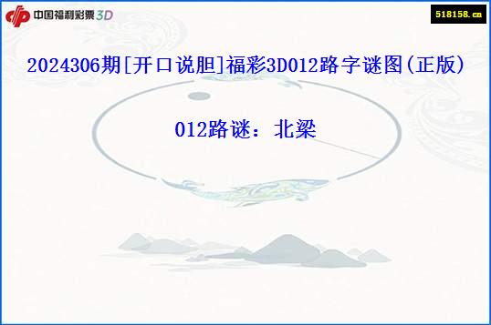 2024306期[开口说胆]福彩3D012路字谜图(正版)