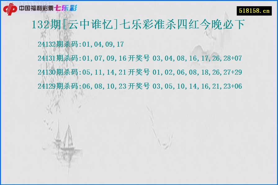 132期[云中谁忆]七乐彩准杀四红今晚必下