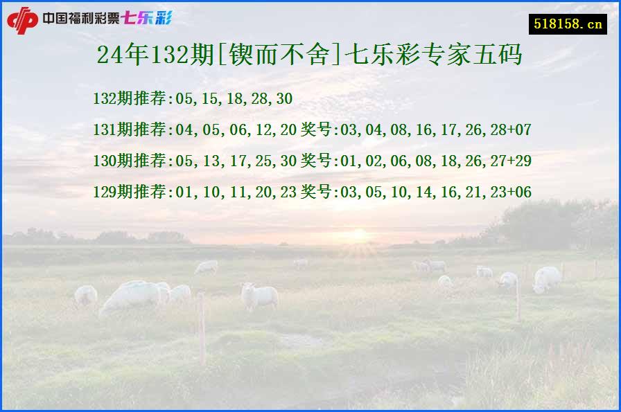 24年132期[锲而不舍]七乐彩专家五码