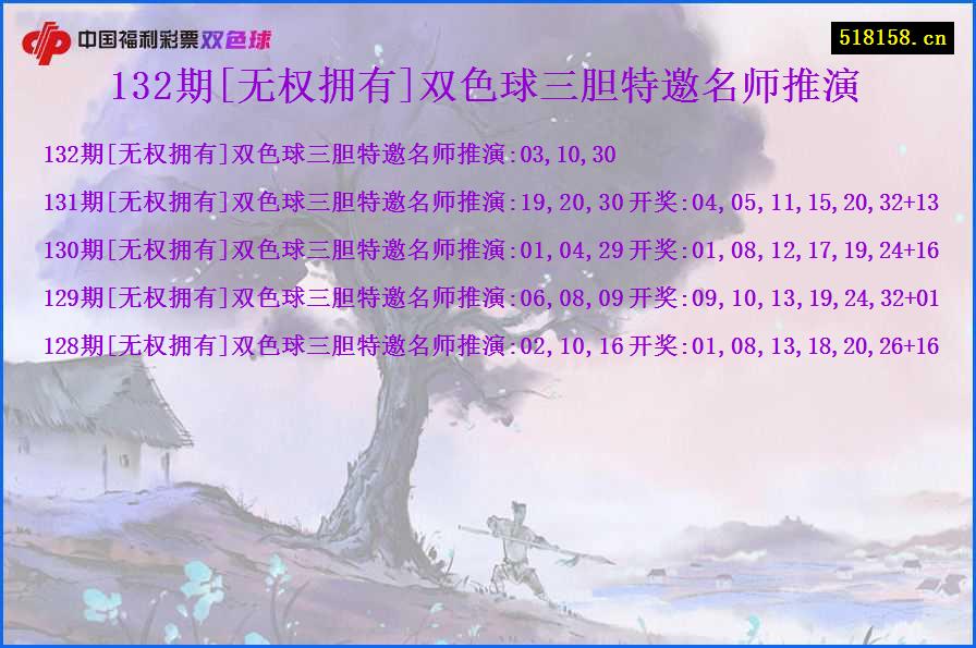 132期[无权拥有]双色球三胆特邀名师推演