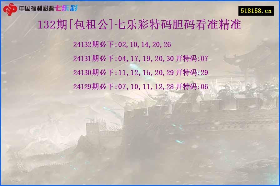 132期[包租公]七乐彩特码胆码看准精准