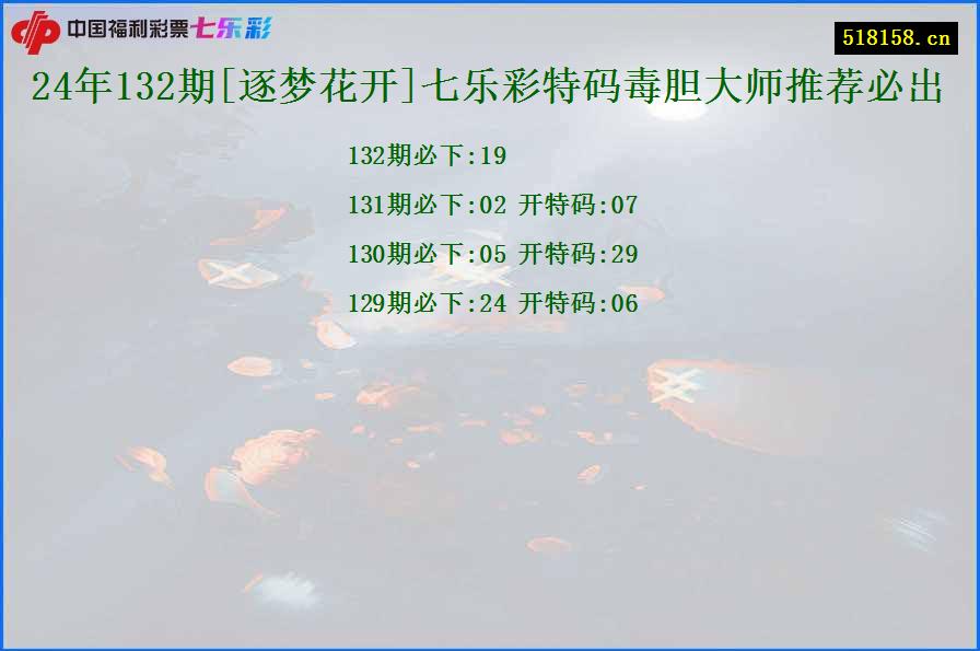 24年132期[逐梦花开]七乐彩特码毒胆大师推荐必出