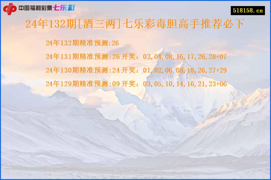 24年132期[酒三两]七乐彩毒胆高手推荐必下