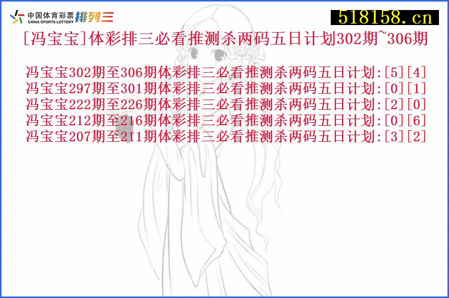 [冯宝宝]体彩排三必看推测杀两码五日计划302期~306期