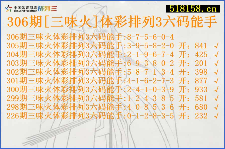 306期[三味火]体彩排列3六码能手