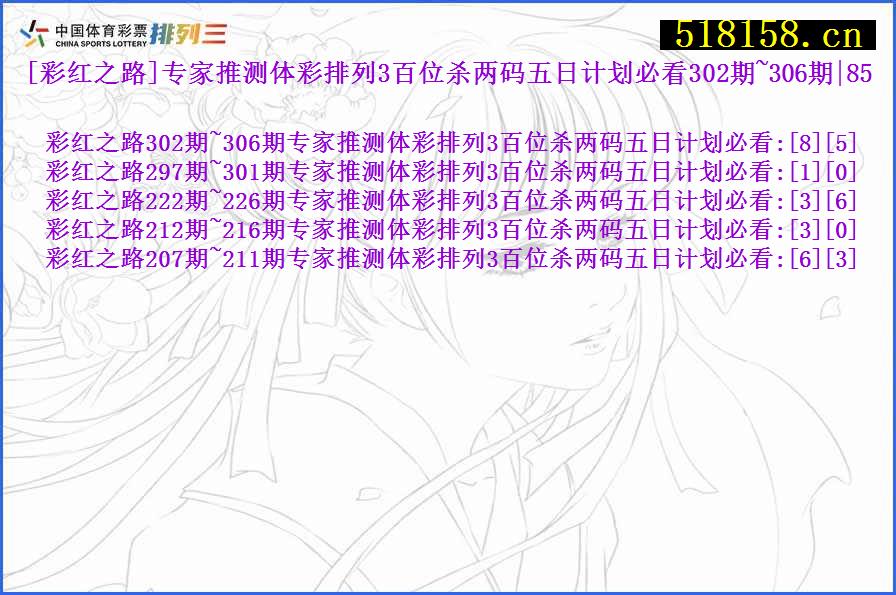 [彩红之路]专家推测体彩排列3百位杀两码五日计划必看302期~306期|85