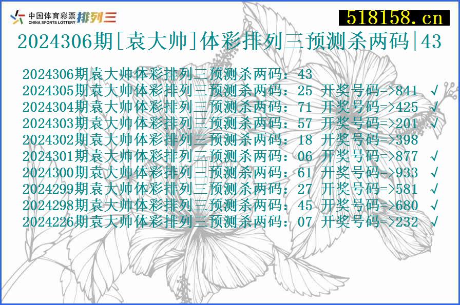 2024306期[袁大帅]体彩排列三预测杀两码|43