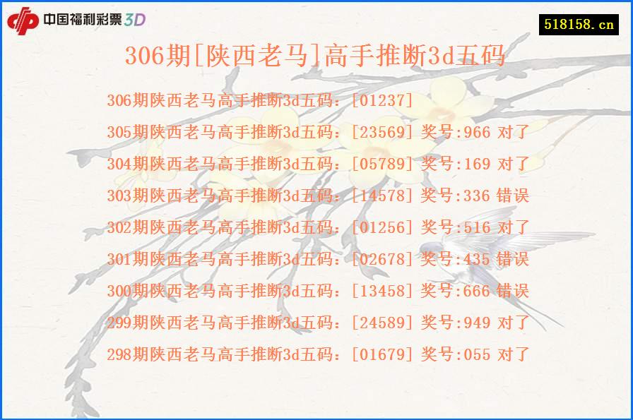 306期[陕西老马]高手推断3d五码