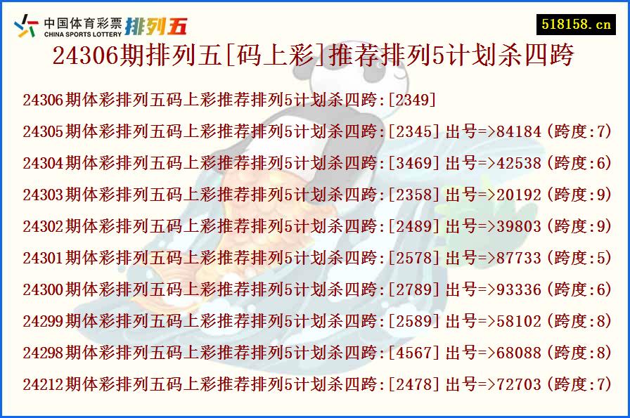 24306期排列五[码上彩]推荐排列5计划杀四跨