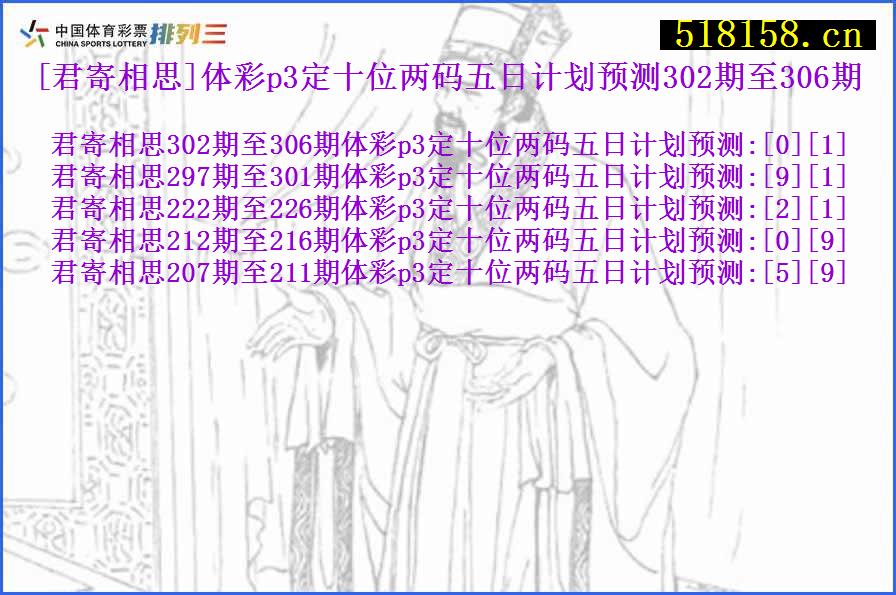 [君寄相思]体彩p3定十位两码五日计划预测302期至306期