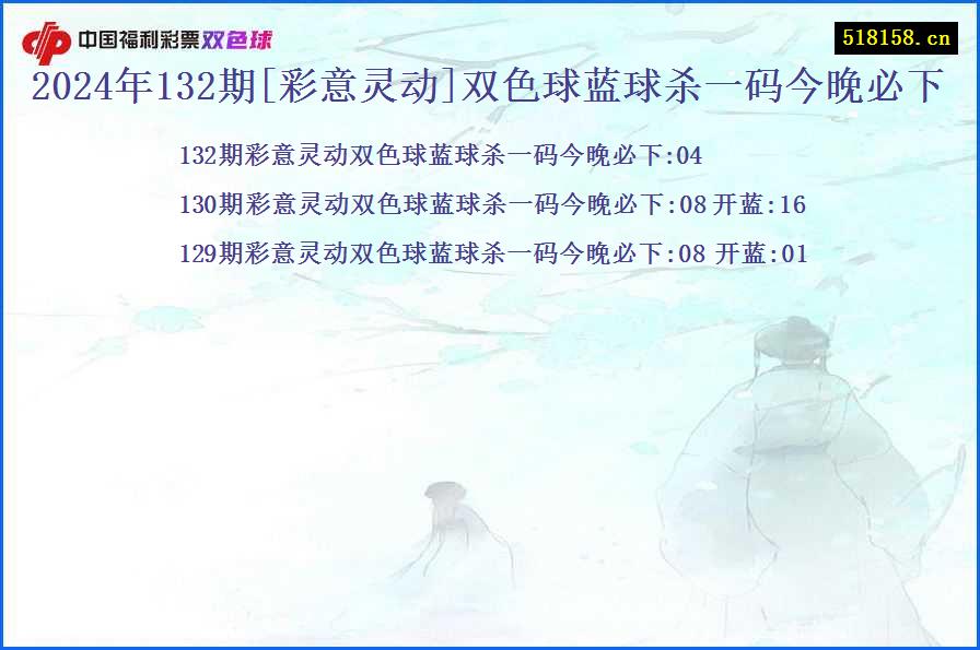 2024年132期[彩意灵动]双色球蓝球杀一码今晚必下