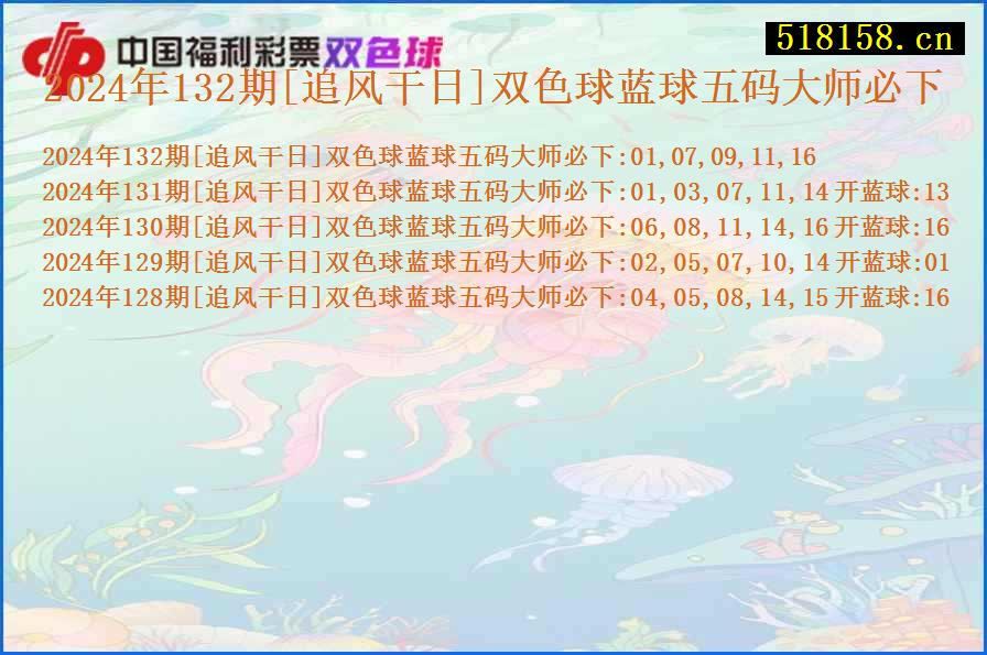 2024年132期[追风干日]双色球蓝球五码大师必下