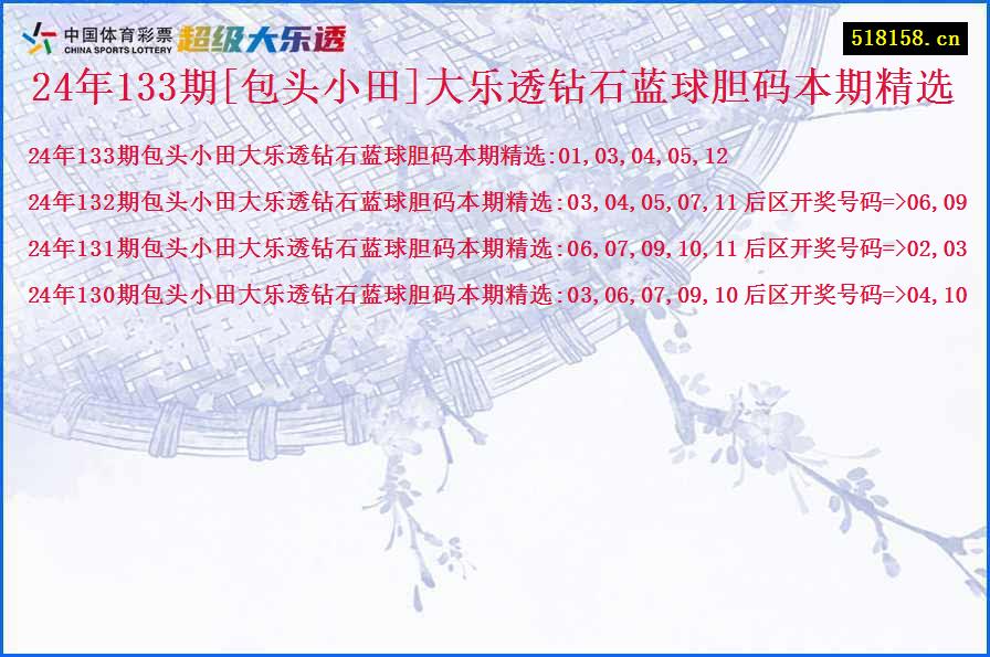 24年133期[包头小田]大乐透钻石蓝球胆码本期精选