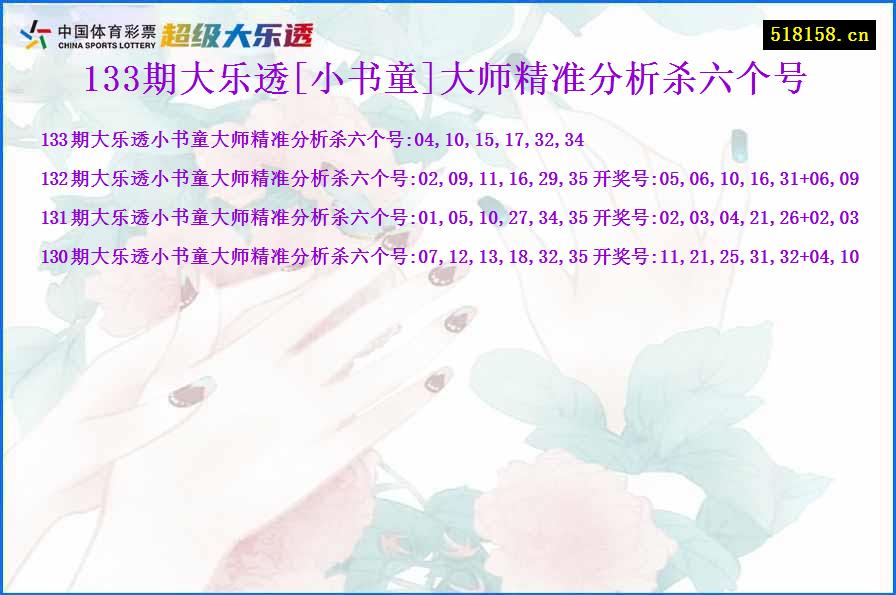 133期大乐透[小书童]大师精准分析杀六个号