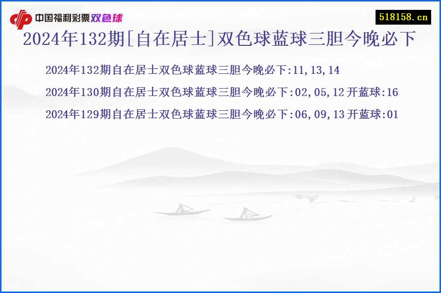 2024年132期[自在居士]双色球蓝球三胆今晚必下