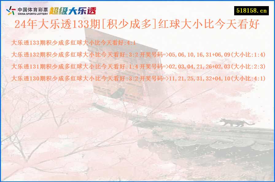 24年大乐透133期[积少成多]红球大小比今天看好