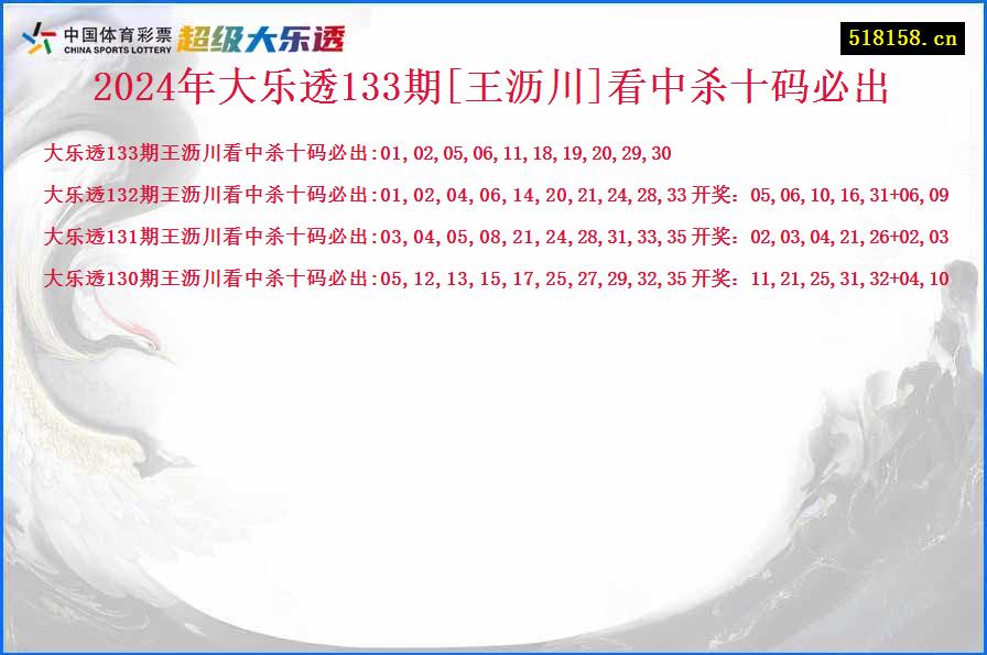 2024年大乐透133期[王沥川]看中杀十码必出