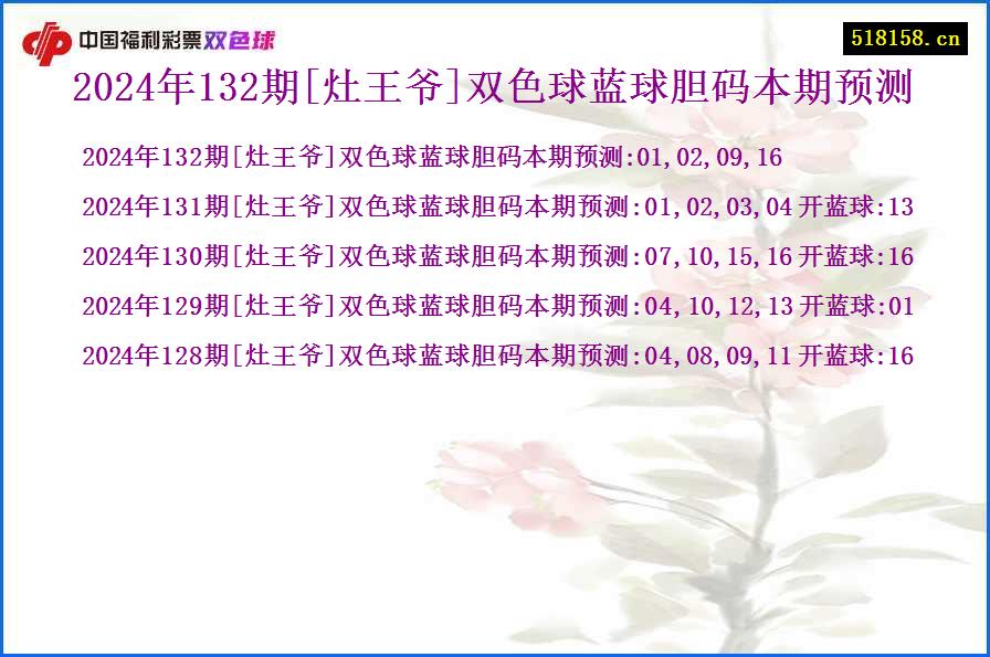 2024年132期[灶王爷]双色球蓝球胆码本期预测