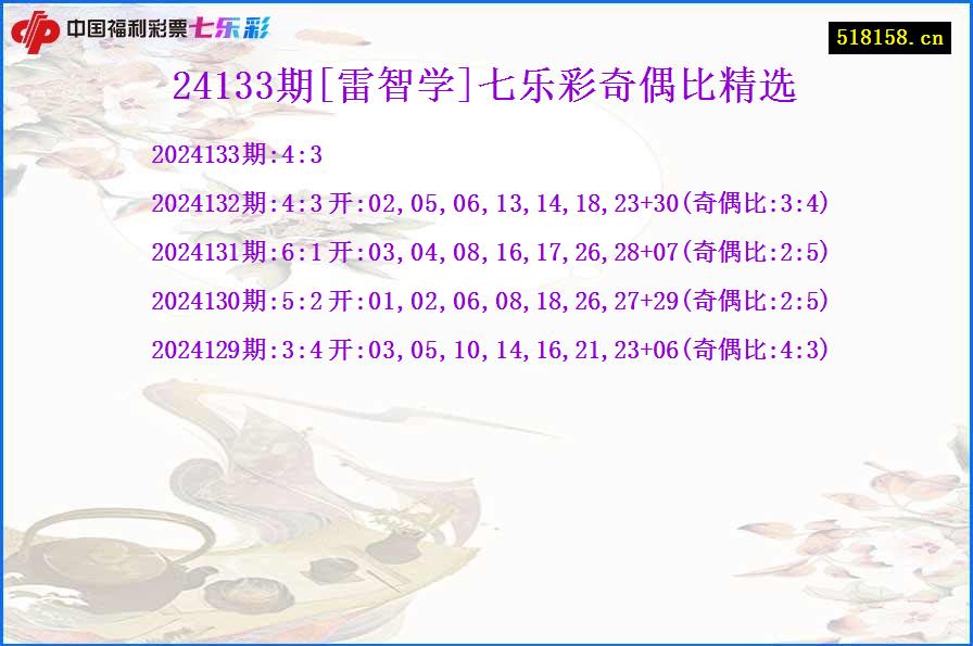 24133期[雷智学]七乐彩奇偶比精选